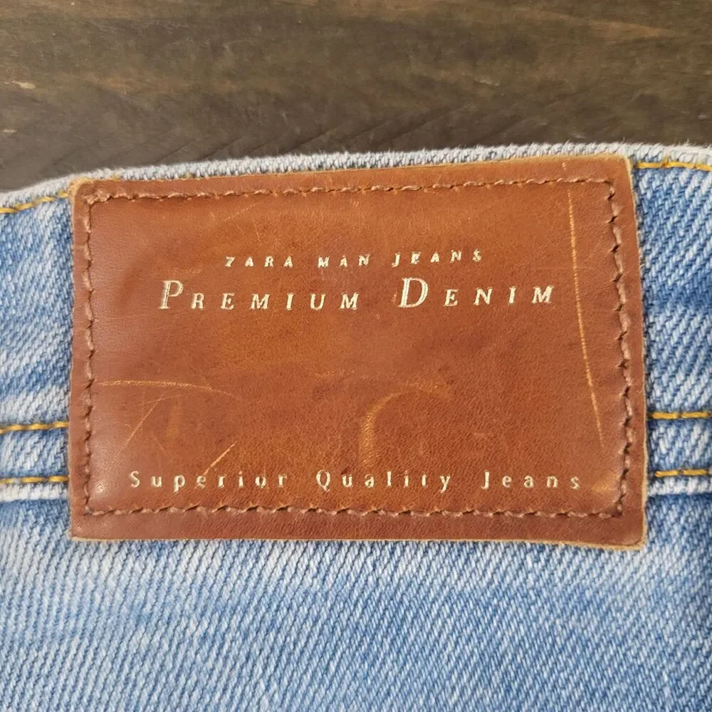 Zara Men's Premium Denim Slim Jeans Light Wash 32x30 Casual